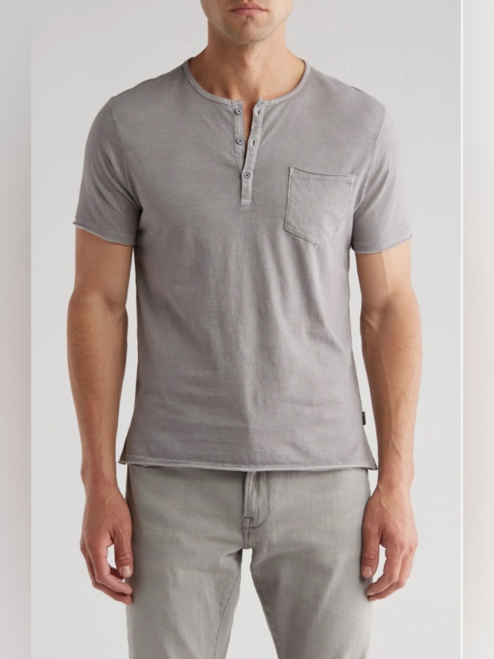 ⭐️John Varvatos Distressed Grey Mineral-Wash Men’s Henley⭐️